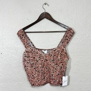 Japna Crop Top XL Ditsy Floral Sweetheart Smocked Cottage Festival Western New